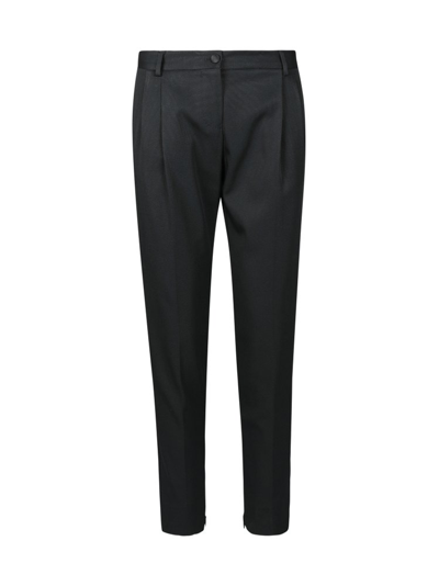 Dolce & Gabbana Zebra High-waisted Slim-fit Satin Trousers In Black