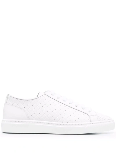 Doucal's Woven-leather Low-top Sneakers In White