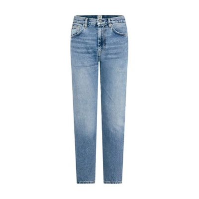 Totême Rigid Organic Cotton Flare Leg Jeans In Worn Blue