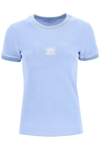Stella Mccartney Light Blue Logo-embroidery T-shirt