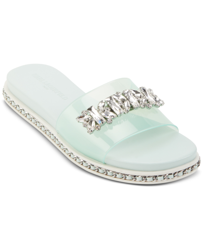 Karl Lagerfeld Women's Bijou Embellished Slide Sandals Women's Shoes In Green