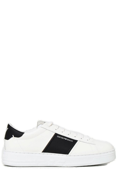 Emporio Armani White And Black Sneaker With Logo