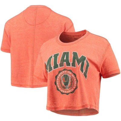 Pressbox Orange Miami Hurricanes Edith Vintage Burnout Crop T-shirt