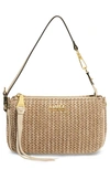 Aimee Kestenberg Fiery Pouchette Leather Shoulder Bag In Sandy Raffia