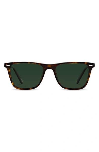 Vincero Atwater 51mm Polarized Rectangle Sunglasses In Brindle Tortoise Green