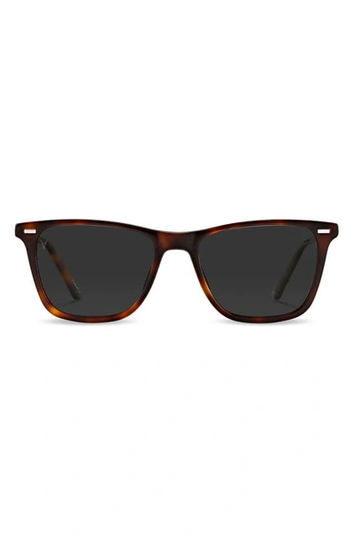 Vincero Atwater 51mm Polarized Rectangle Sunglasses In Rye Totroise Smoke