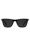 Vincero Atwater 51mm Polarized Rectangle Sunglasses In Jet Black Smoke