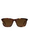 Vincero Presley 56mm Polarized Rectangle Sunglasses In Rye Tortoise Brown
