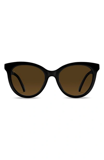 Vincero Demi 53mm Polarized Round Sunglasses In Jet Black Brown