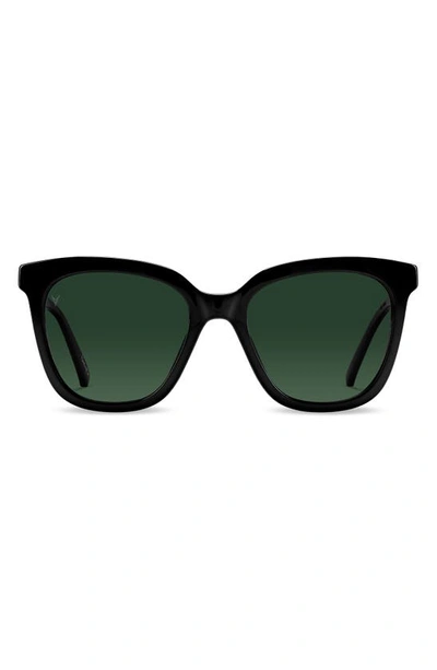 Vincero Ellison 54mm Polarized Round Sunglasses In Jet Black Green