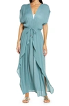 Elan Wrap Maxi Cover-up Dress In Jade
