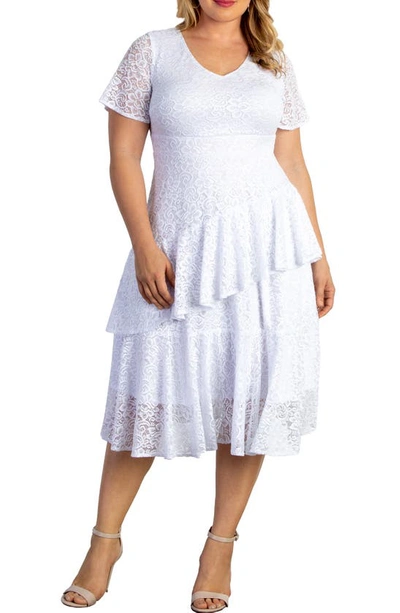 Kiyonna Harmony Lace Midi Dress In Pearl