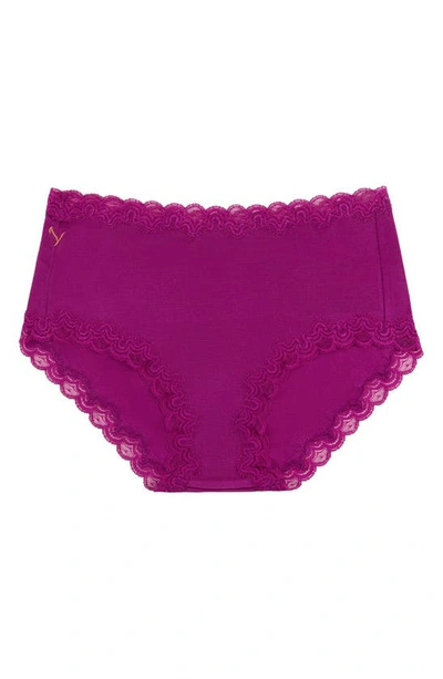 Uwila Warrior Soft Silk Lace Trim Silk Briefs In Fuschia