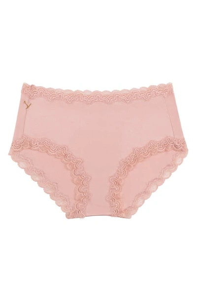 Uwila Warrior Soft Silk Lace Trim Silk Briefs In Mellow Rose