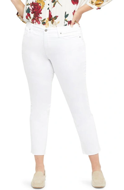 Nydj Sheri Raw Hem Ankle Slim Jeans In Optic White