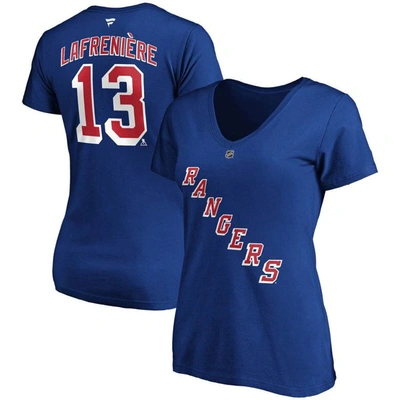 Fanatics Branded Alexis Lafreniere Blue New York Rangers Plus Size Name & Number V-neck T-shirt
