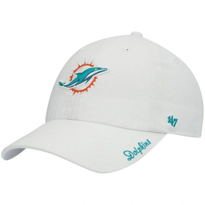 47 Brand '47 White Miami Dolphins Miata Clean Up Logo Adjustable Hat