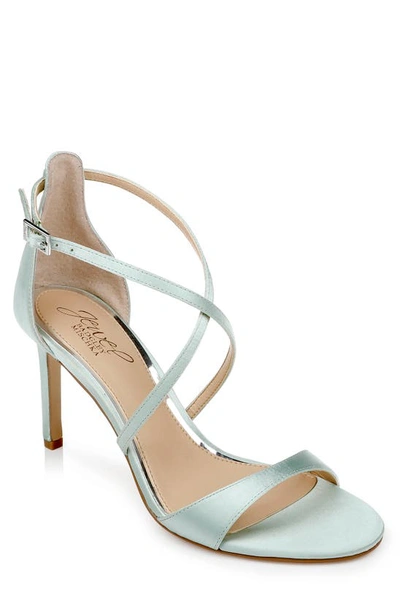 Jewel Badgley Mischka Women's Dimitra Crisscross Strap Stiletto Evening Sandals In Aqua Blue Satin