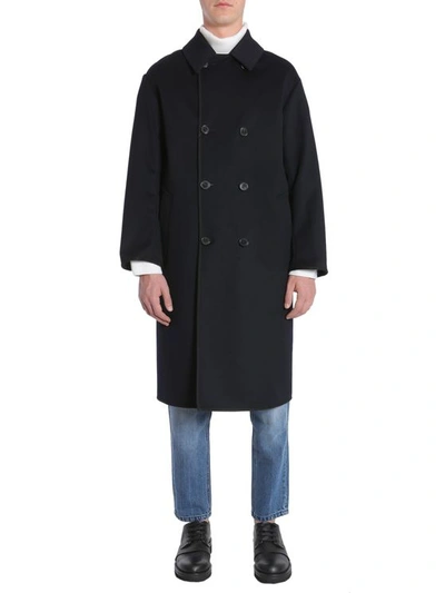 Mackintosh Double-breasted Wool Coat In Blue