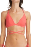Isabel Marant Solange Show Strappy Triangle Bikini Top In Poppy Coral