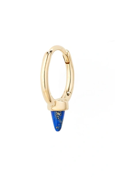 Maria Tash 14ct 6.5mm Single Short Lapis Spike Non-rotating Single Hoop Earring In Yellow