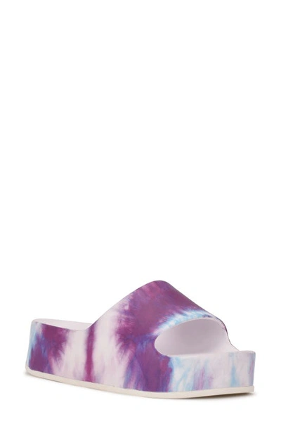 Nine West Pool Platform Slide Sandal In Purple Tie-dye
