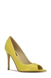 Nine West Prizz Open Toe Pump In Yellow Patent