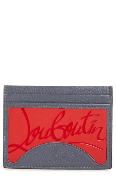 Christian Louboutin Kios Sneaker Sole Leather & Tpu Card Case In Loubi/ Island