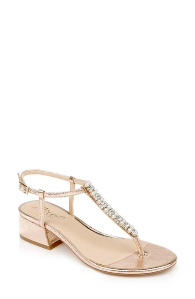 Jewel Badgley Mischka Dasha T-strap Dress Sandals Women's Shoes In Rose Gold