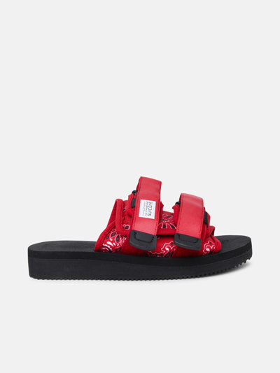 Suicoke Red And Black Nylon Moto-cab-pt02 Sandal