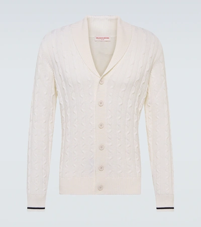 Orlebar Brown Lumiere Cable-knit Merino Wool Cardigan In Cloud
