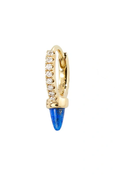 Maria Tash Single Short Lapis Spike Diamond Eternity Hoop Earring In Yellow Gold