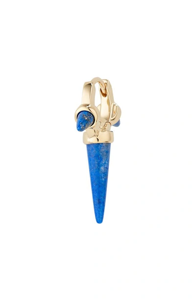 Maria Tash Long Spike 14ct Yellow-gold And Lapis Single Hoop Earring In Yellow Gold