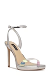 Nine West Zadie Square Toe Sandal In Silver