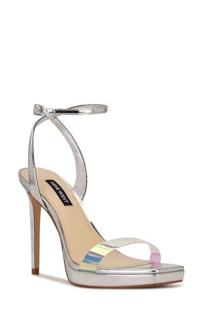 Nine West Zadie Square Toe Sandal In Silver