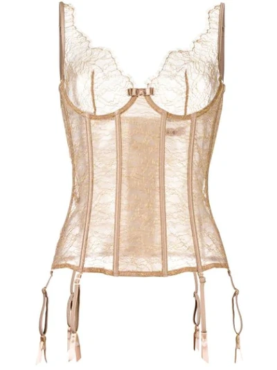 Maison Close 'jardin Imperial' Corset In Neutrals