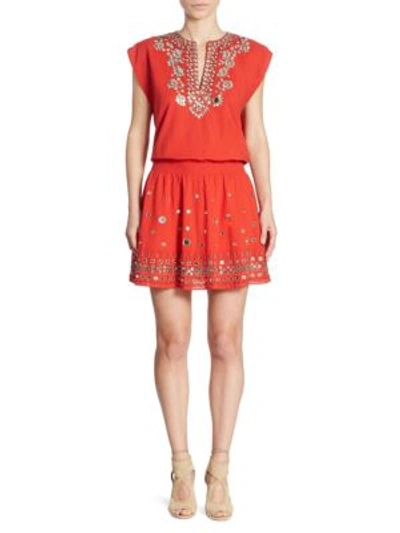 Alice And Olivia Pimmy Cotton Dress In Poppy/gold