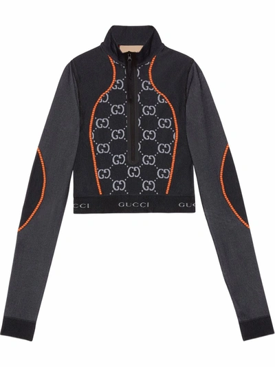 Gucci Gg Jersey Jacquard Cropped Top 'black/orange'
