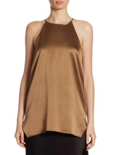 Halston Heritage Solid Strappy Tank Top In Sable