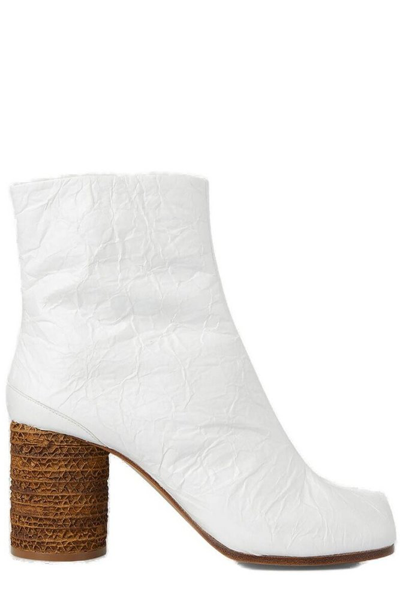 Maison Margiela Crinkled-effect Faux Leather Tabi Ankle Boots In White
