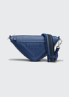 Prada Men's Saffiano Leather Logo Triangle Crossbody Bag In F0009 Bluette