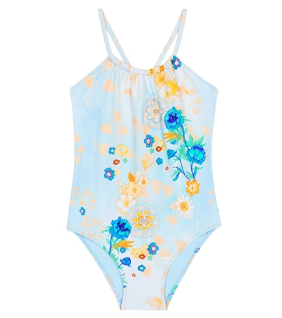Vilebrequin Kids' Little Girls & Girl's Belle Floral One-piece Swimsuit In Soft Blue