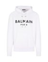 Balmain Logo-print Drawstring Hoodie In White