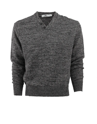 Inis Meain Mixed Linen Henley Sweater In Grey
