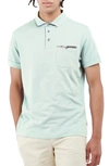 Barbour Plaid Trim Regular Fit Polo In Dusty Mint