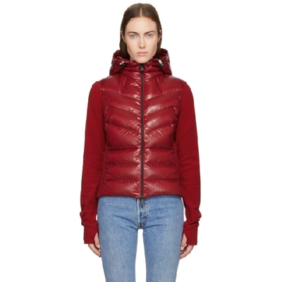 Moncler Red Down Hooded Cardigan