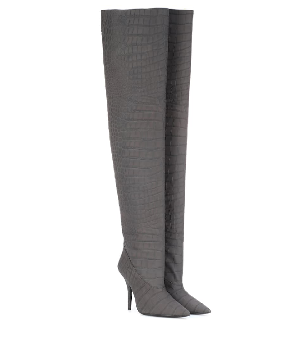 Yeezy Leather Over-the-knee Boots (season 5) In Grey | ModeSens