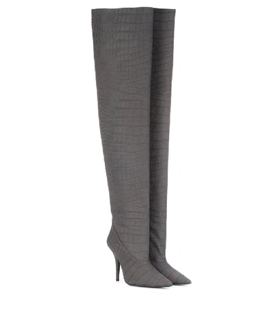 Yeezy Leather Over-the-knee Boots (season 5) In Grey