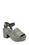 Chocolat Blu Gali Espadrille Platform Sandal In Dark Grey Raffia