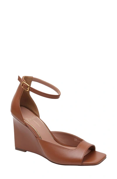 Linea Paolo Ankle Strap Wedge Sandal In Cognac